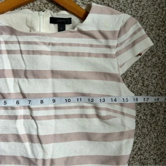 J. Crew Cream Pink Striped Cap Sleeve Mini Dress Formal Size 8 - Picture 7 of 9